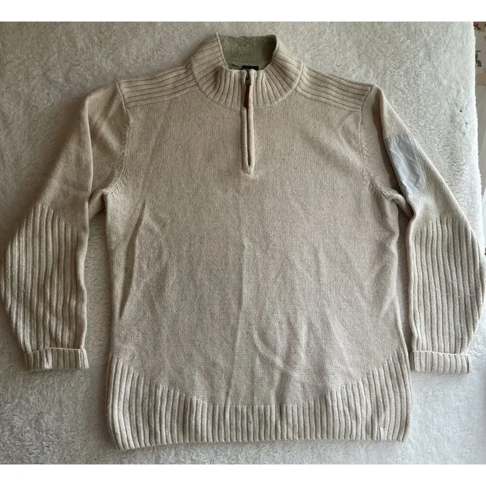 Columbia XCO Wool Sweater Mens XL Beige Color 1/4 Zip Pullover